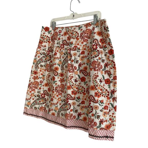Christopher & Banks White Red Floral Beaded Linen Cotton Beaded Skirt Size 16 - Picture 16 of 16